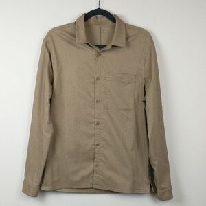 Lululemon Commission Long Sleeve Shirt Mens Large Tan Button Down
